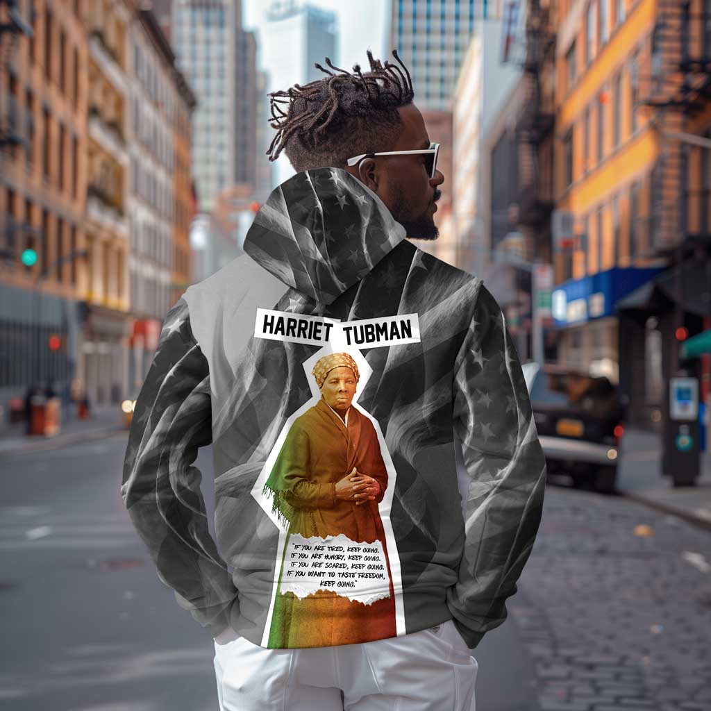 Harriet Tubman Zip Hoodie American Flag Background Civil Rights Quote Keep Going Tribute Design - Wonder Print Shop
