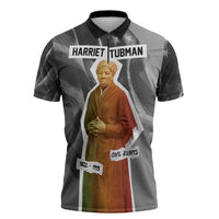 Harriet Tubman Zipper Polo Shirt American Flag Background Civil Rights Quote Keep Going Tribute Design - Wonder Print Shop