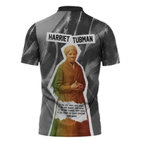 Harriet Tubman Zipper Polo Shirt American Flag Background Civil Rights Quote Keep Going Tribute Design - Wonder Print Shop