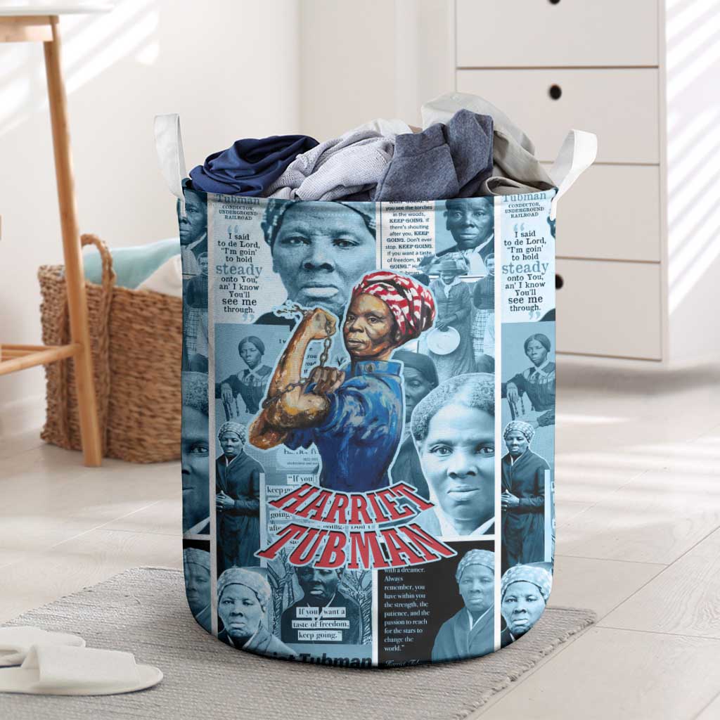 Harriet Tubman Laundry Basket Newspaper Collage Design We Out Quote Strong Woman Tribute Underground Railroad Legacy - Wonder Print Shop