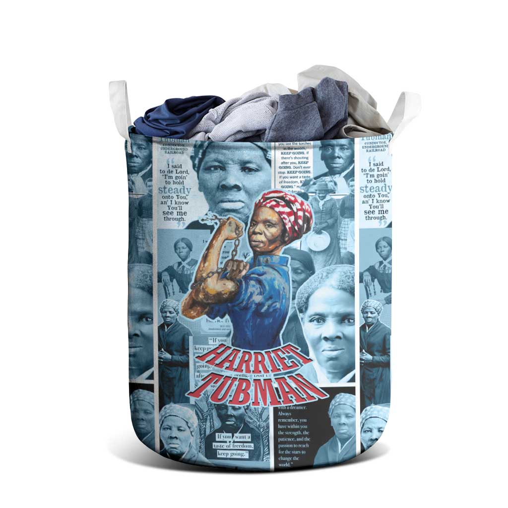 Harriet Tubman Laundry Basket Newspaper Collage Design We Out Quote Strong Woman Tribute Underground Railroad Legacy - Wonder Print Shop