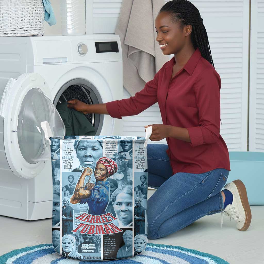 Harriet Tubman Laundry Basket Newspaper Collage Design We Out Quote Strong Woman Tribute Underground Railroad Legacy - Wonder Print Shop