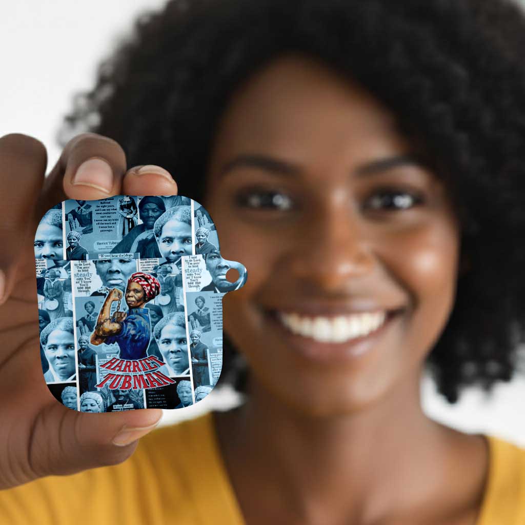 Harriet Tubman AirPods Case Newspaper Collage Design We Out Quote Strong Woman Tribute Underground Railroad Legacy - Wonder Print Shop