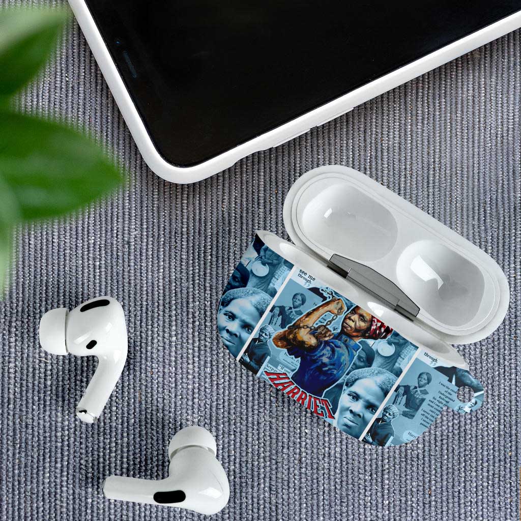 Harriet Tubman AirPods Case Newspaper Collage Design We Out Quote Strong Woman Tribute Underground Railroad Legacy - Wonder Print Shop