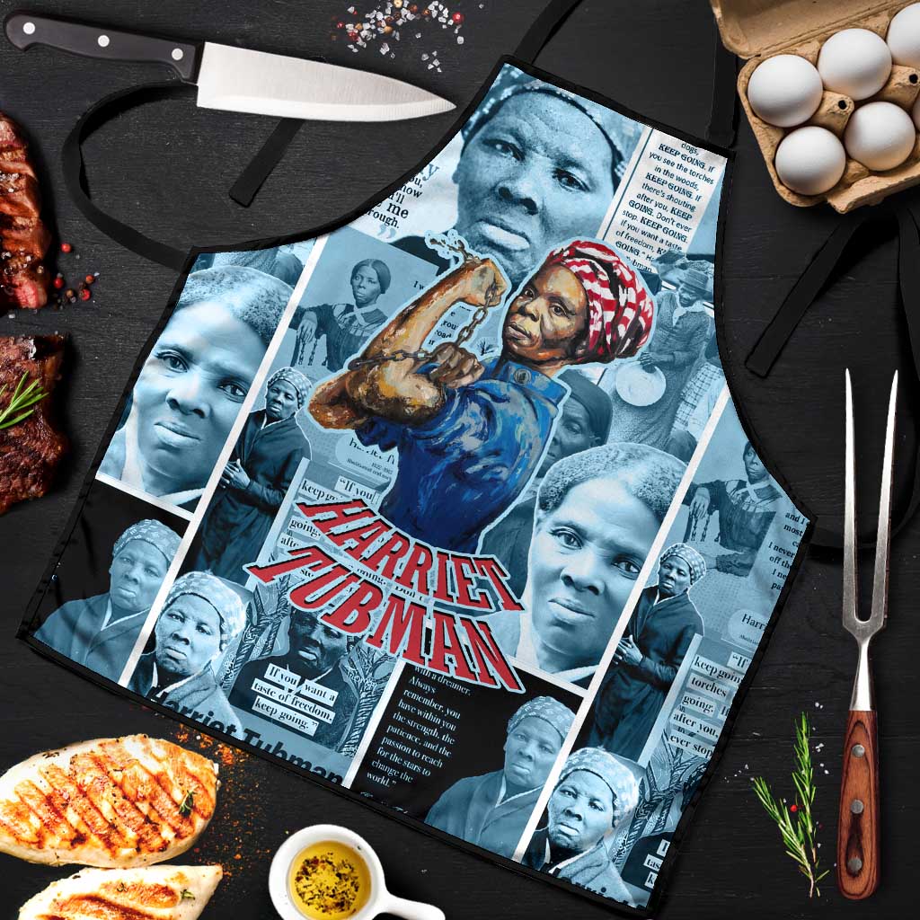 Harriet Tubman Apron Newspaper Collage Design We Out Quote Strong Woman Tribute Underground Railroad Legacy - Wonder Print Shop
