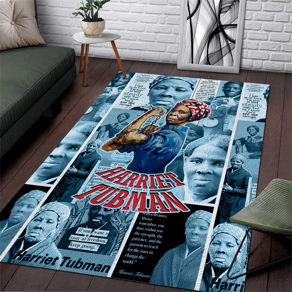 Harriet Tubman Area Rug Newspaper Collage Design We Out Quote Strong Woman Tribute Underground Railroad Legacy - Wonder Print Shop