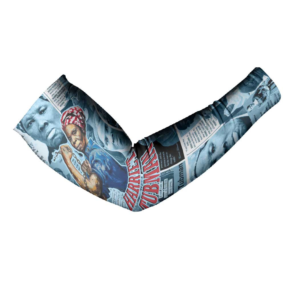 Harriet Tubman Arm Sleeves Newspaper Collage Design We Out Quote Strong Woman Tribute Underground Railroad Legacy - Wonder Print Shop