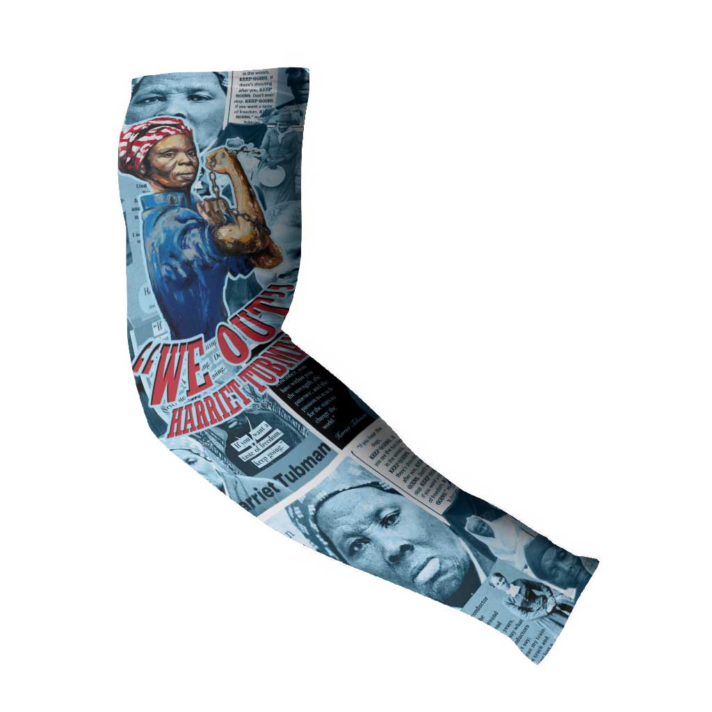 Harriet Tubman Arm Sleeves Newspaper Collage Design We Out Quote Strong Woman Tribute Underground Railroad Legacy - Wonder Print Shop
