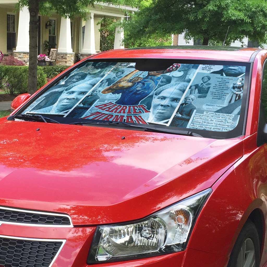 Harriet Tubman Auto Sun Shade Newspaper Collage Design We Out Quote Strong Woman Tribute Underground Railroad Legacy - Wonder Print Shop