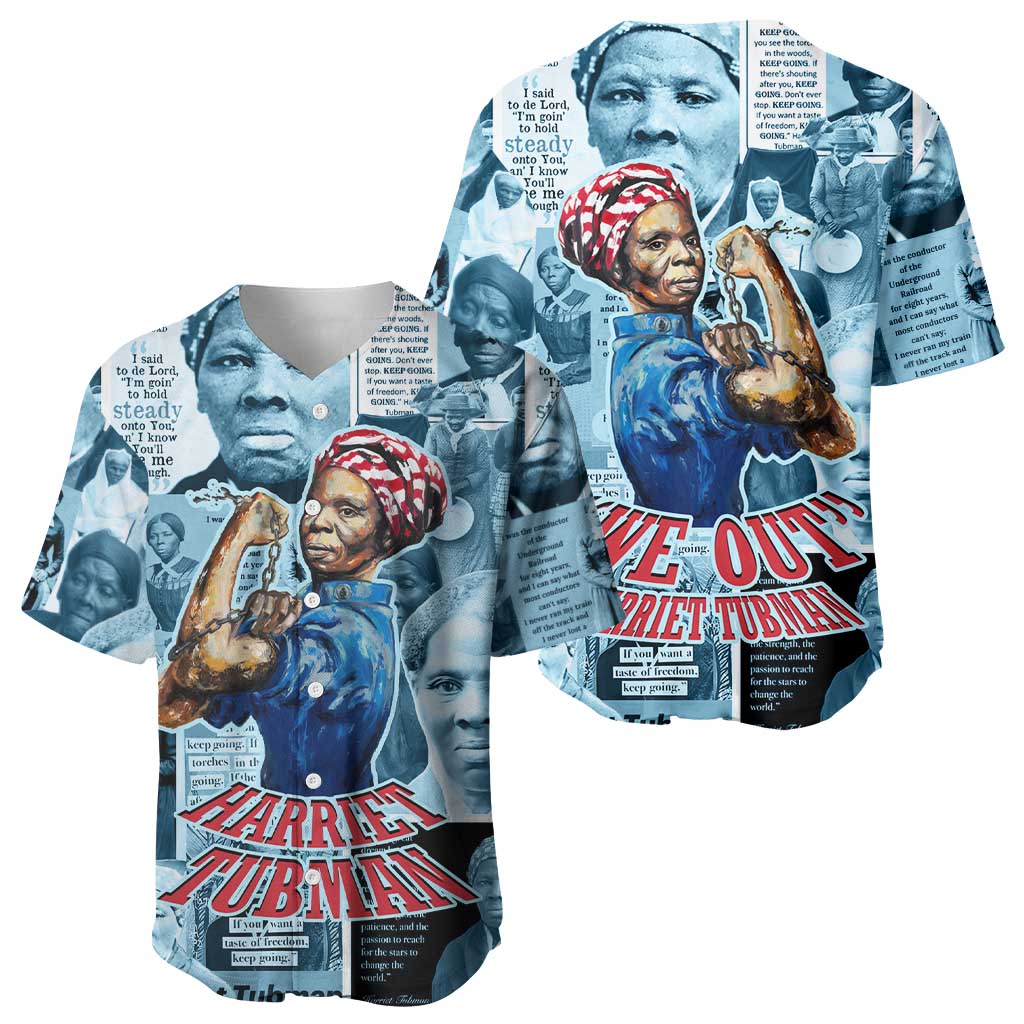Harriet Tubman Baseball Jersey Newspaper Collage Design We Out Quote Strong Woman Tribute Underground Railroad Legacy TS04