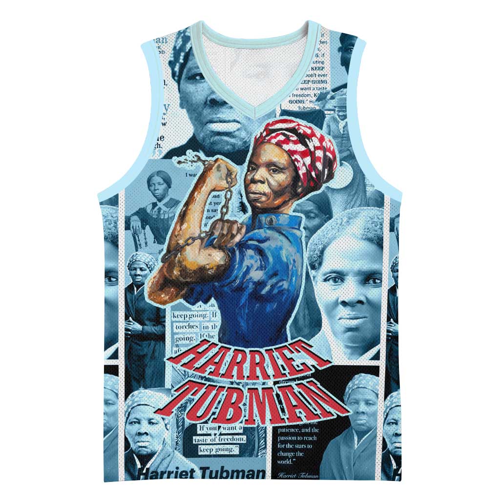 Harriet Tubman Basketball Jersey Newspaper Collage Design We Out Quote Strong Woman Tribute Underground Railroad Legacy - Wonder Print Shop