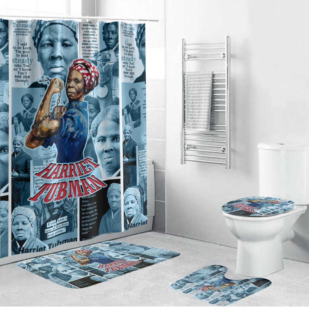 Harriet Tubman Bathroom Set Newspaper Collage Design We Out Quote Strong Woman Tribute Underground Railroad Legacy - Wonder Print Shop