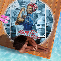 Harriet Tubman Beach Blanket Newspaper Collage Design We Out Quote Strong Woman Tribute Underground Railroad Legacy - Wonder Print Shop