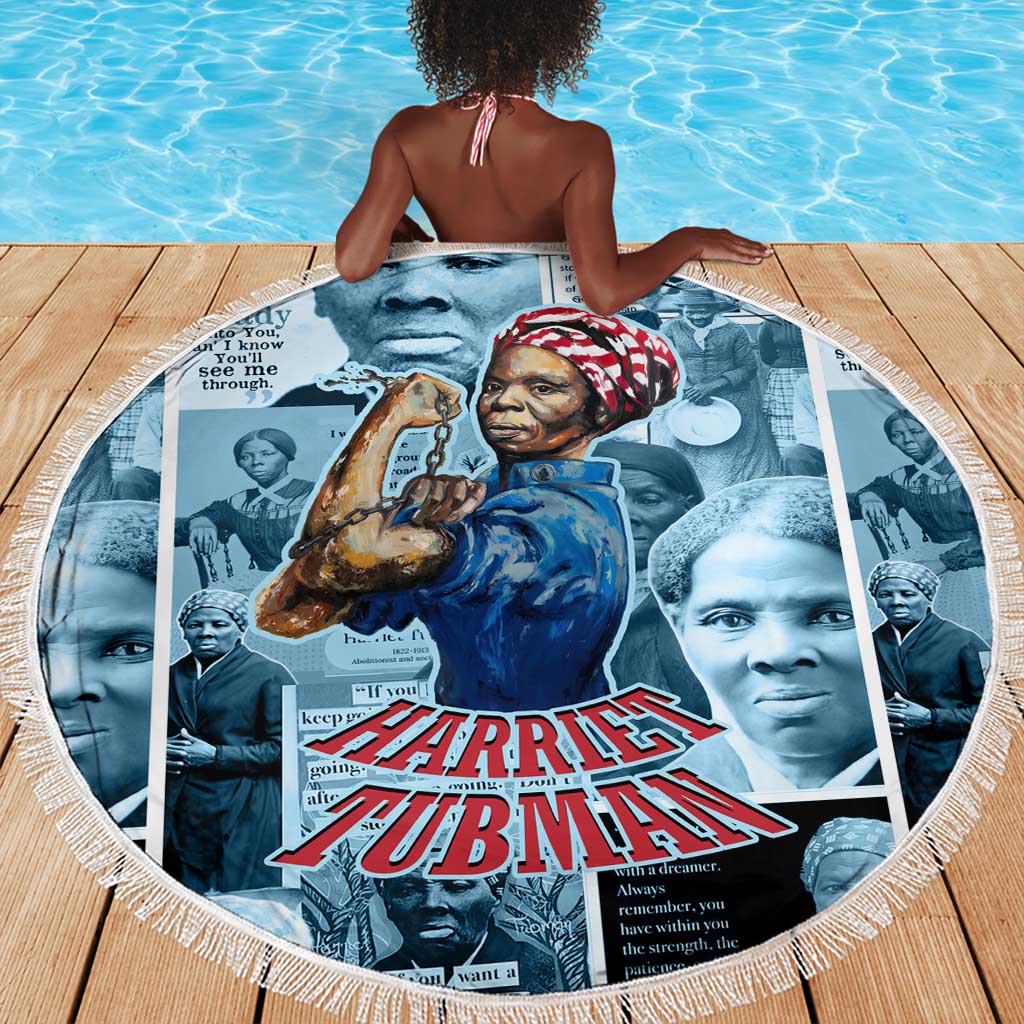 Harriet Tubman Beach Blanket Newspaper Collage Design We Out Quote Strong Woman Tribute Underground Railroad Legacy - Wonder Print Shop