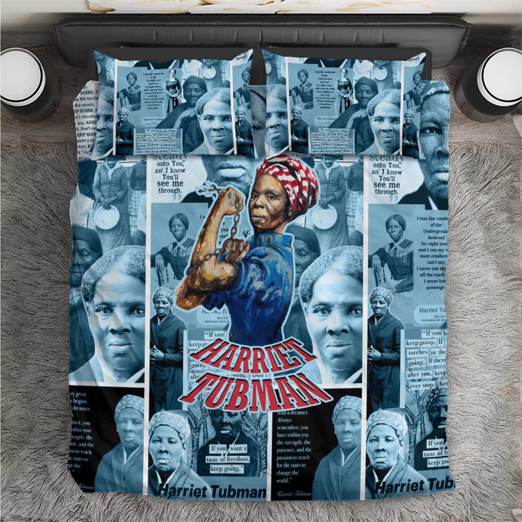 Harriet Tubman Bedding Set Newspaper Collage Design We Out Quote Strong Woman Tribute Underground Railroad Legacy - Wonder Print Shop