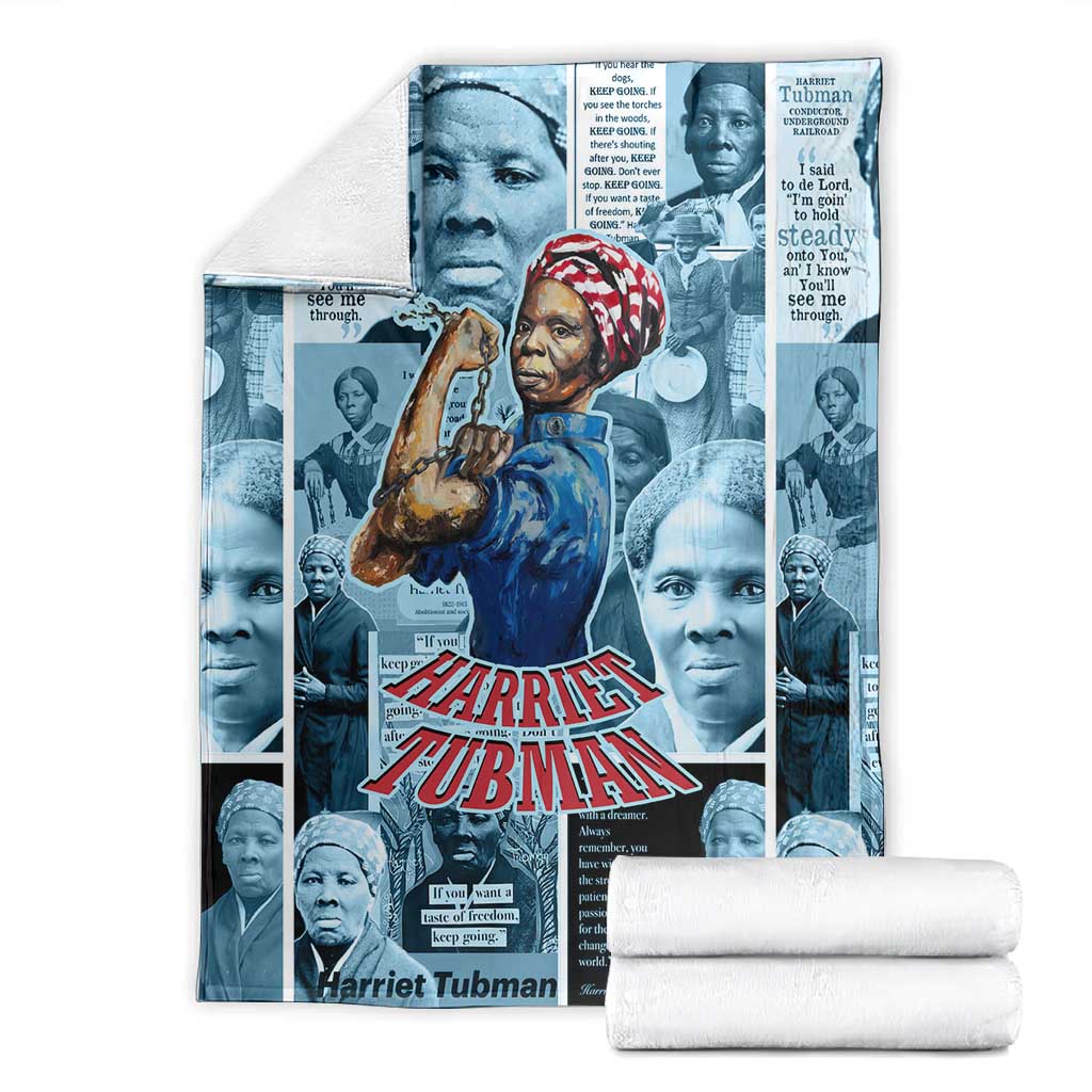Harriet Tubman Blanket Newspaper Collage Design We Out Quote Strong Woman Tribute Underground Railroad Legacy - Wonder Print Shop