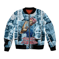 Harriet Tubman Bomber Jacket Newspaper Collage Design We Out Quote Strong Woman Tribute Underground Railroad Legacy - Wonder Print Shop