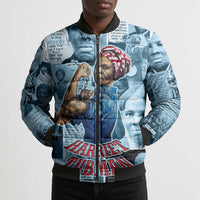 Harriet Tubman Bomber Puffer Jacket Newspaper Collage Design We Out Quote Strong Woman Tribute Underground Railroad Legacy - Wonder Print Shop