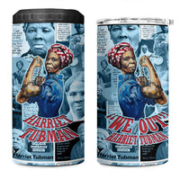 Harriet Tubman 4 in 1 Can Cooler Tumbler Newspaper Collage Design We Out Quote Strong Woman Tribute Underground Railroad Legacy - Wonder Print Shop