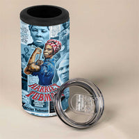 Harriet Tubman 4 in 1 Can Cooler Tumbler Newspaper Collage Design We Out Quote Strong Woman Tribute Underground Railroad Legacy - Wonder Print Shop