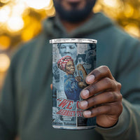 Harriet Tubman 4 in 1 Can Cooler Tumbler Newspaper Collage Design We Out Quote Strong Woman Tribute Underground Railroad Legacy - Wonder Print Shop