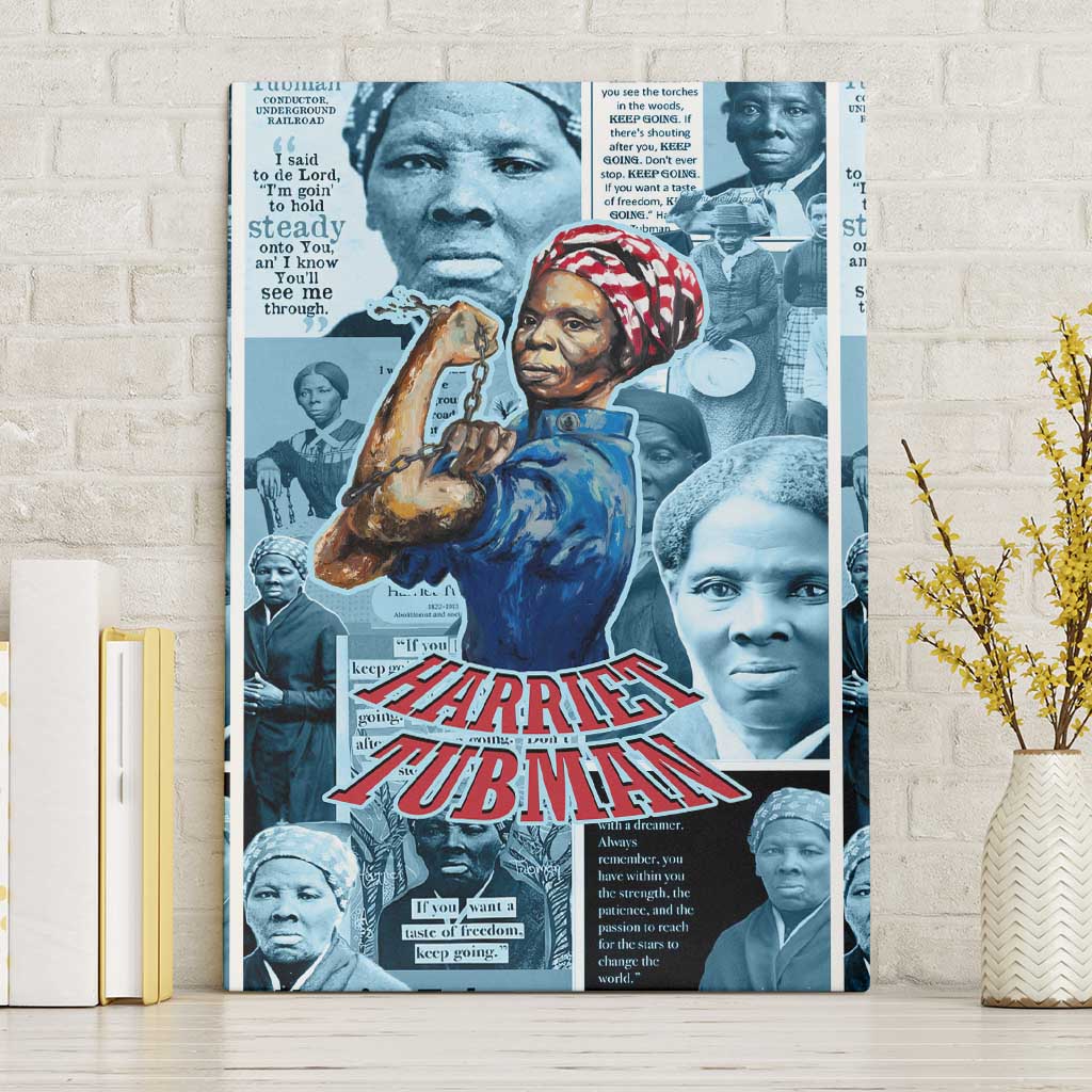 Harriet Tubman Canvas Wall Art Newspaper Collage Design We Out Quote Strong Woman Tribute Underground Railroad Legacy - Wonder Print Shop