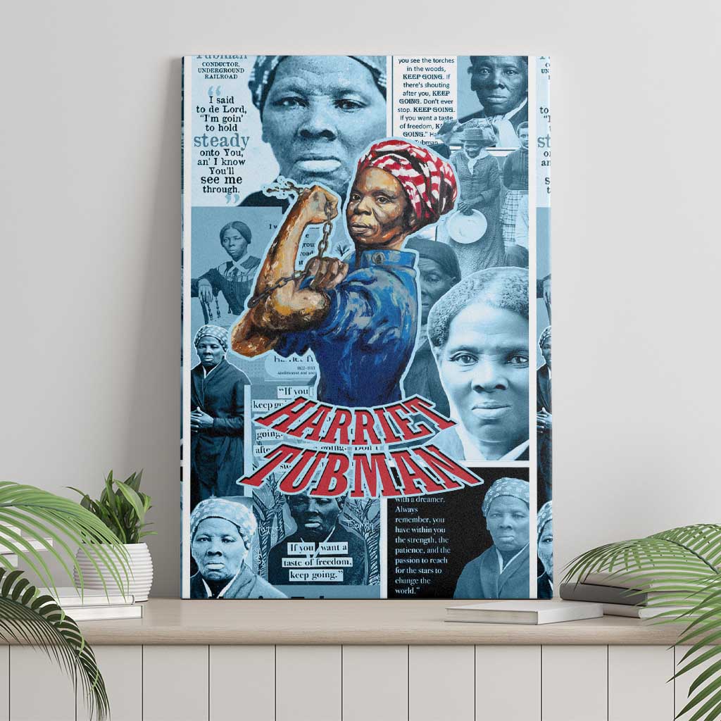 Harriet Tubman Canvas Wall Art Newspaper Collage Design We Out Quote Strong Woman Tribute Underground Railroad Legacy - Wonder Print Shop