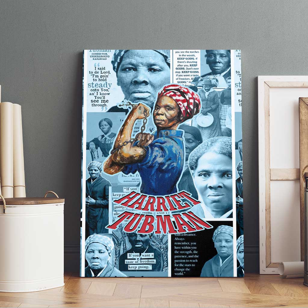 Harriet Tubman Canvas Wall Art Newspaper Collage Design We Out Quote Strong Woman Tribute Underground Railroad Legacy - Wonder Print Shop