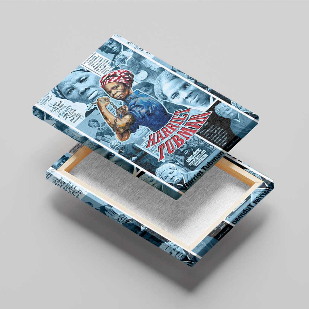 Harriet Tubman Canvas Wall Art Newspaper Collage Design We Out Quote Strong Woman Tribute Underground Railroad Legacy - Wonder Print Shop