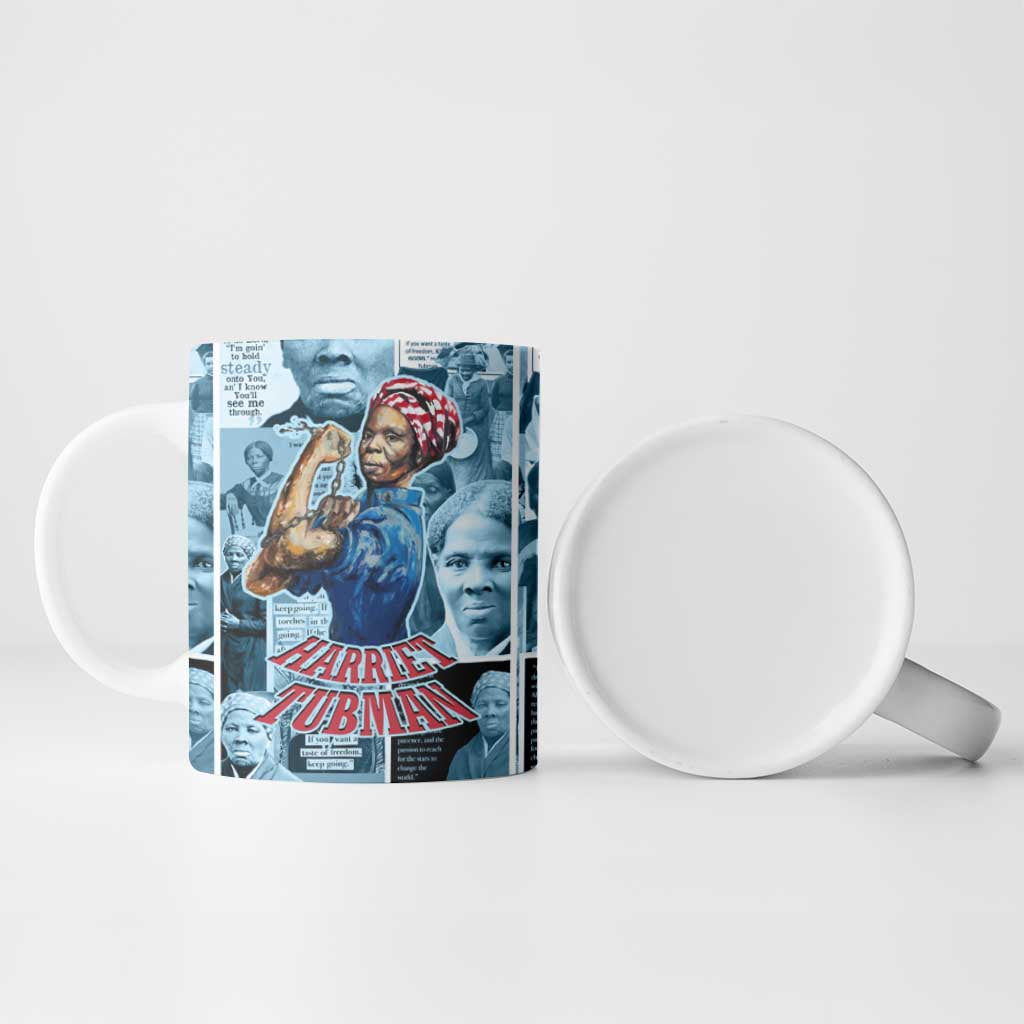 Harriet Tubman Ceramic Mug Newspaper Collage Design We Out Quote Strong Woman Tribute Underground Railroad Legacy - Wonder Print Shop