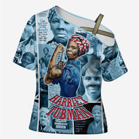 Harriet Tubman Cross Shoulder Shirt Newspaper Collage Design We Out Quote Strong Woman Tribute Underground Railroad Legacy - Wonder Print Shop