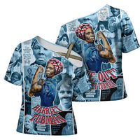Harriet Tubman Cross Shoulder Shirt Newspaper Collage Design We Out Quote Strong Woman Tribute Underground Railroad Legacy - Wonder Print Shop