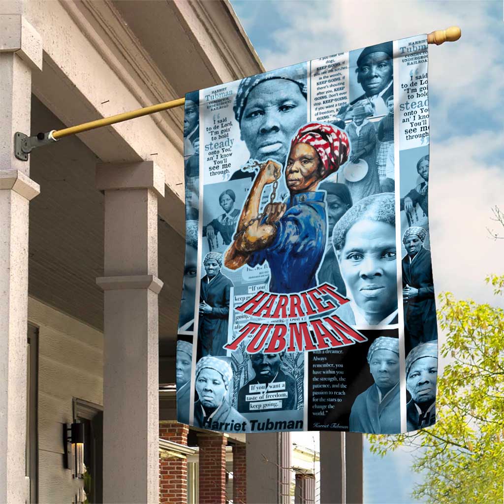 Harriet Tubman Garden Flag Newspaper Collage Design We Out Quote Strong Woman Tribute Underground Railroad Legacy - Wonder Print Shop