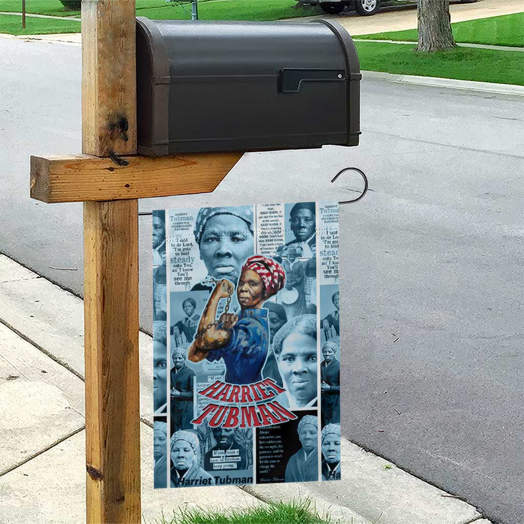 Harriet Tubman Garden Flag Newspaper Collage Design We Out Quote Strong Woman Tribute Underground Railroad Legacy - Wonder Print Shop