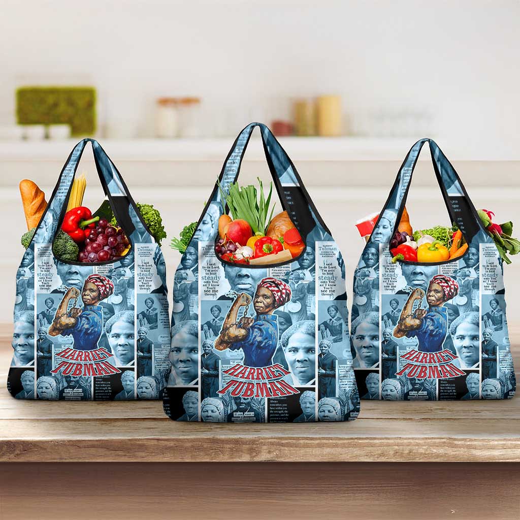Harriet Tubman Grocery Bag Newspaper Collage Design We Out Quote Strong Woman Tribute Underground Railroad Legacy - Wonder Print Shop