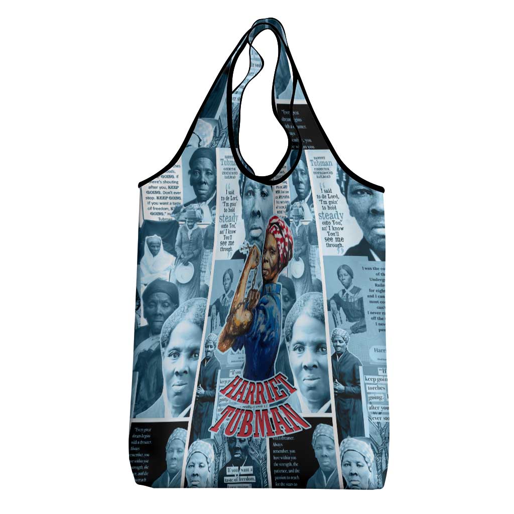 Harriet Tubman Grocery Bag Newspaper Collage Design We Out Quote Strong Woman Tribute Underground Railroad Legacy - Wonder Print Shop