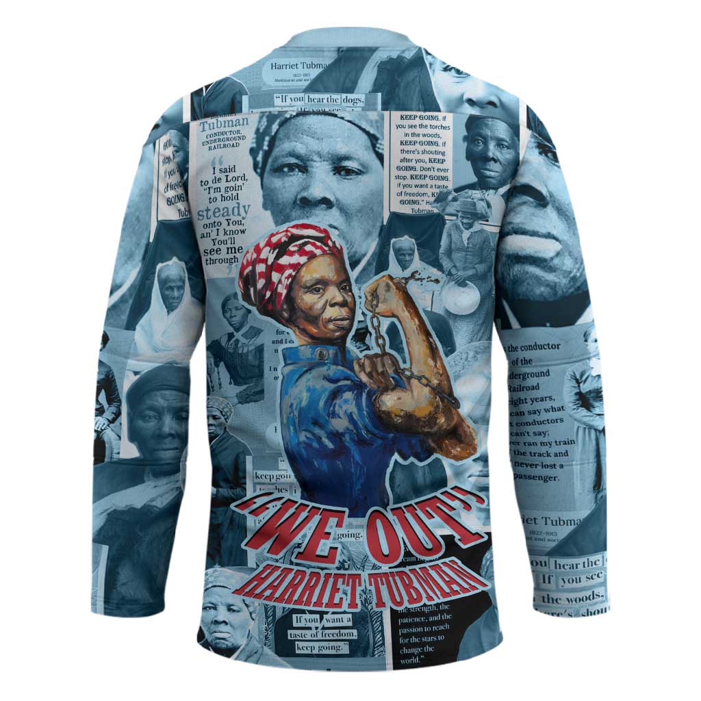 Harriet Tubman Hockey Jersey Newspaper Collage Design We Out Quote Strong Woman Tribute Underground Railroad Legacy - Wonder Print Shop