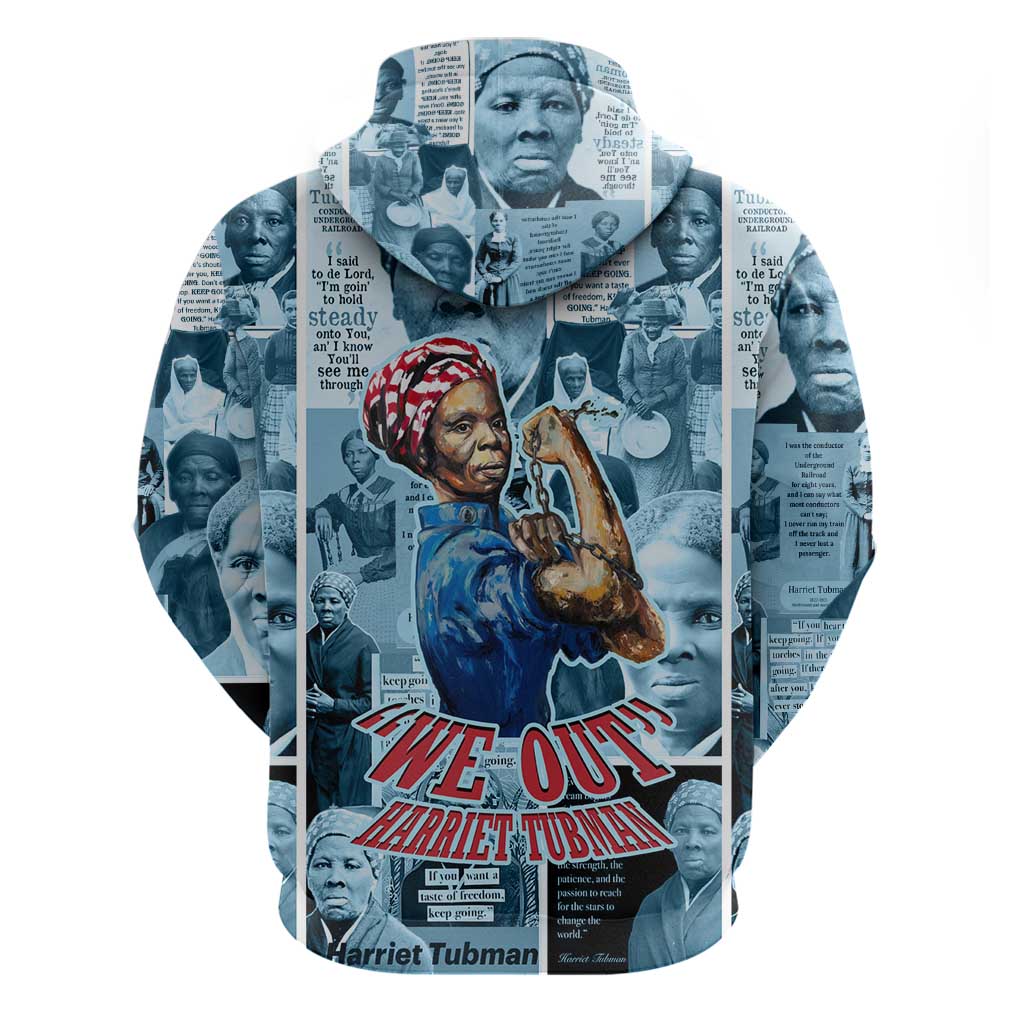Harriet Tubman Hoodie Newspaper Collage Design We Out Quote Strong Woman Tribute Underground Railroad Legacy - Wonder Print Shop