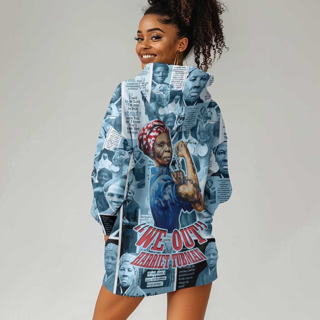 Harriet Tubman Hoodie Dress Newspaper Collage Design We Out Quote Strong Woman Tribute Underground Railroad Legacy - Wonder Print Shop