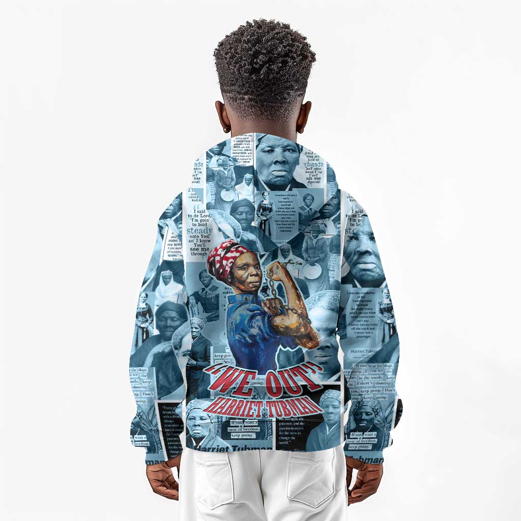 Harriet Tubman Kid Hoodie Newspaper Collage Design We Out Quote Strong Woman Tribute Underground Railroad Legacy - Wonder Print Shop