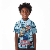 Harriet Tubman Kid Polo Shirt Newspaper Collage Design We Out Quote Strong Woman Tribute Underground Railroad Legacy TS04
