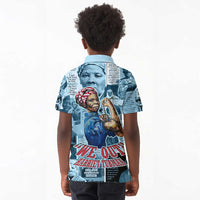Harriet Tubman Kid Polo Shirt Newspaper Collage Design We Out Quote Strong Woman Tribute Underground Railroad Legacy TS04