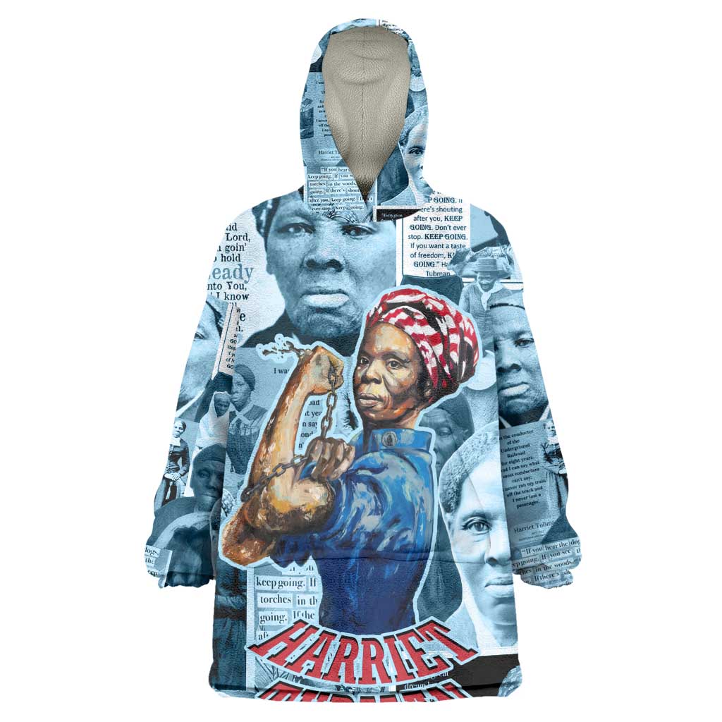 Harriet Tubman Kid Wearable Blanket Hoodie Newspaper Collage Design We Out Quote Strong Woman Tribute Underground Railroad Legacy - Wonder Print Shop