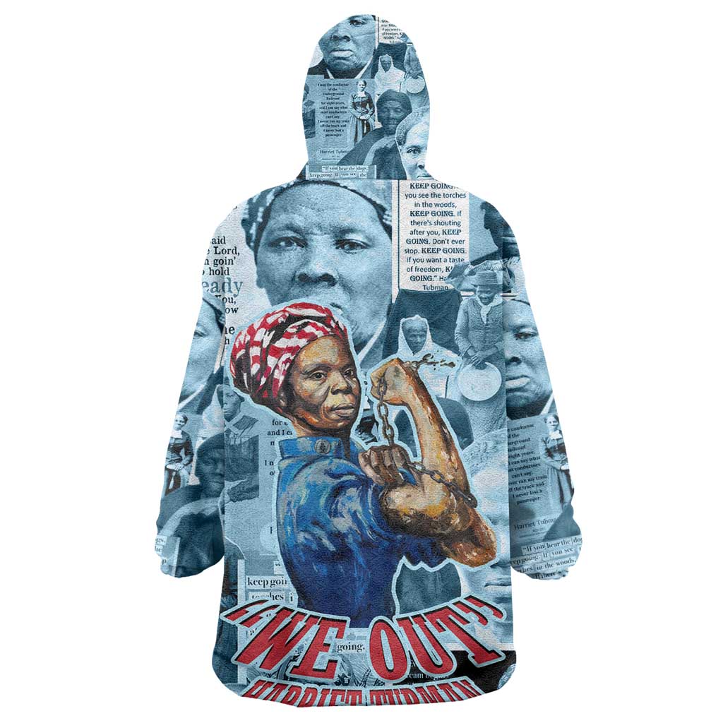 Harriet Tubman Kid Wearable Blanket Hoodie Newspaper Collage Design We Out Quote Strong Woman Tribute Underground Railroad Legacy - Wonder Print Shop