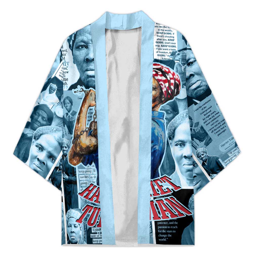 Harriet Tubman Kimono Newspaper Collage Design We Out Quote Strong Woman Tribute Underground Railroad Legacy - Wonder Print Shop