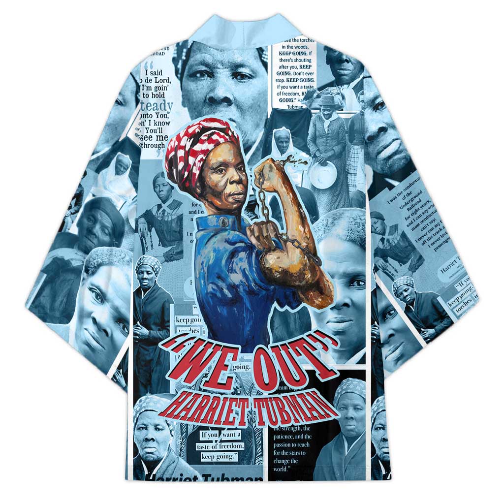 Harriet Tubman Kimono Newspaper Collage Design We Out Quote Strong Woman Tribute Underground Railroad Legacy - Wonder Print Shop