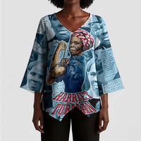 Harriet Tubman Kimono Sleeve Blouse Newspaper Collage Design We Out Quote Strong Woman Tribute Underground Railroad Legacy - Wonder Print Shop