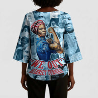 Harriet Tubman Kimono Sleeve Blouse Newspaper Collage Design We Out Quote Strong Woman Tribute Underground Railroad Legacy - Wonder Print Shop