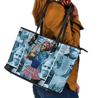 Harriet Tubman Leather Tote Bag Newspaper Collage Design We Out Quote Strong Woman Tribute Underground Railroad Legacy - Wonder Print Shop