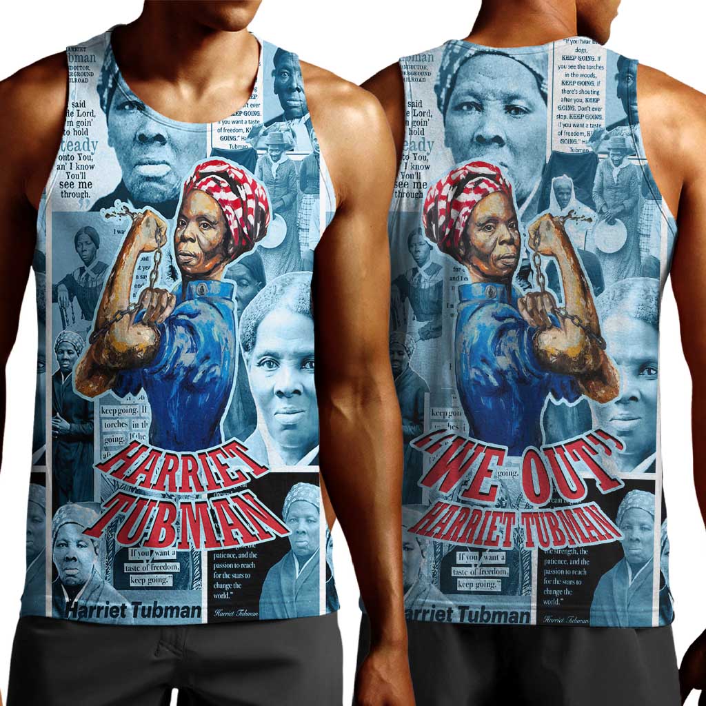 Harriet Tubman Men Tank Top Newspaper Collage Design We Out Quote Strong Woman Tribute Underground Railroad Legacy - Wonder Print Shop